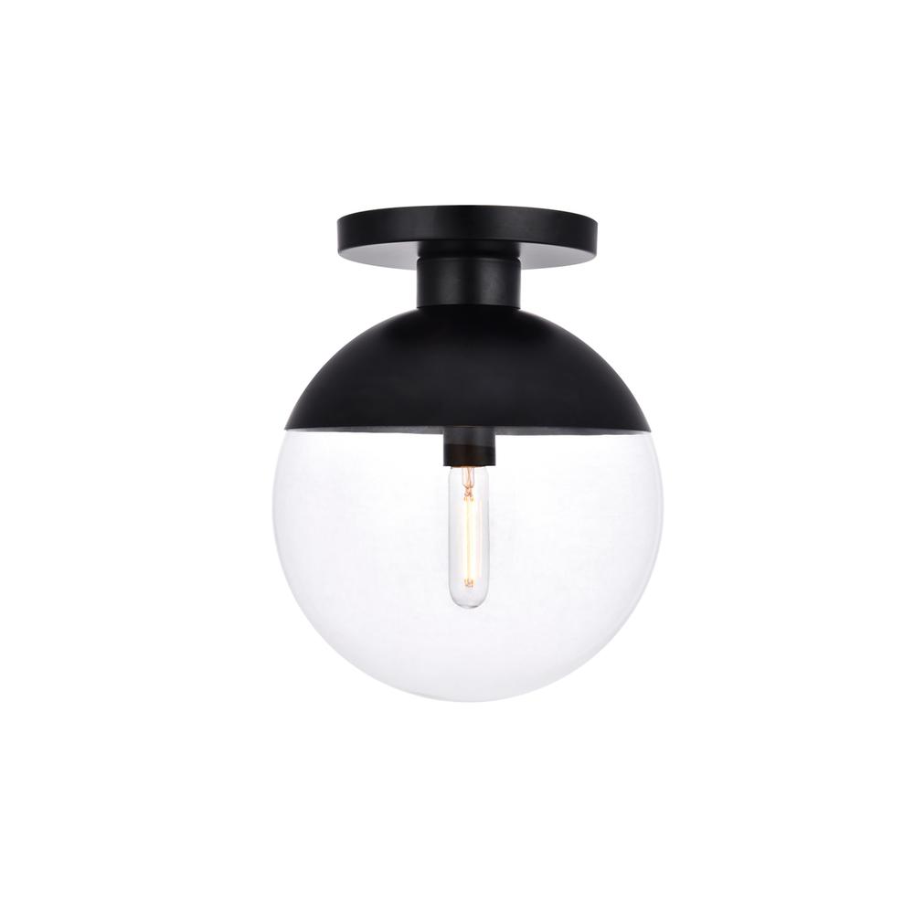 Eclipse 1 Light Black Flush Mount With Clear Glass. Picture 1