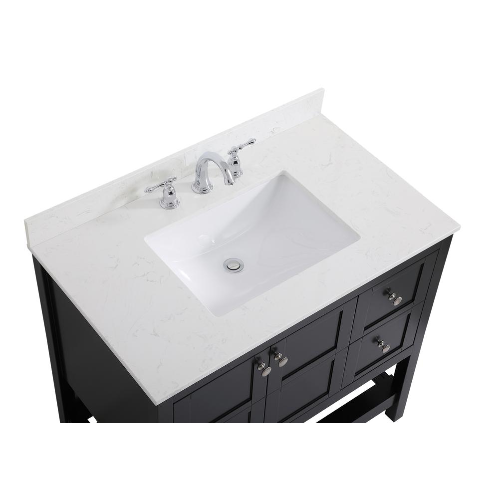 36 inch Single Bathroom Vanity in Black with Backsplash. Picture 10