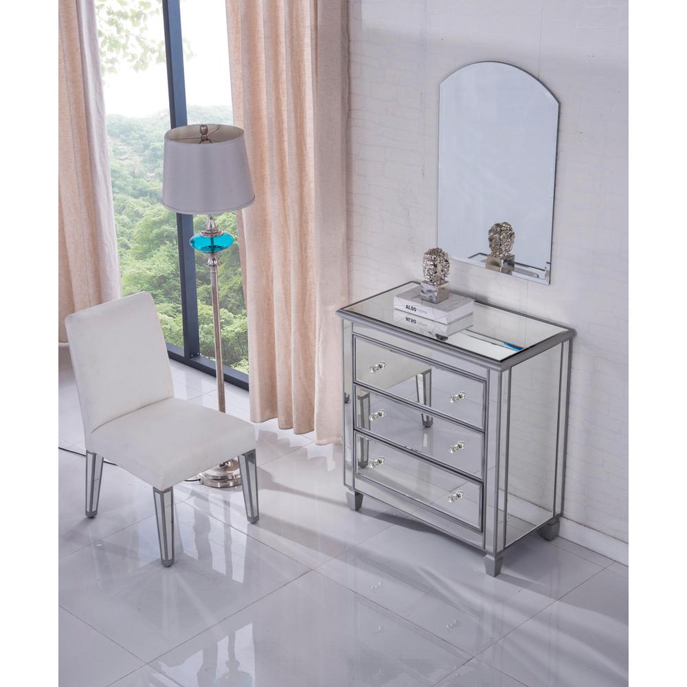 3 Drawer Bedside Cabinet 33 in.x 18 in.x 32 in. in silver paint. Picture 3