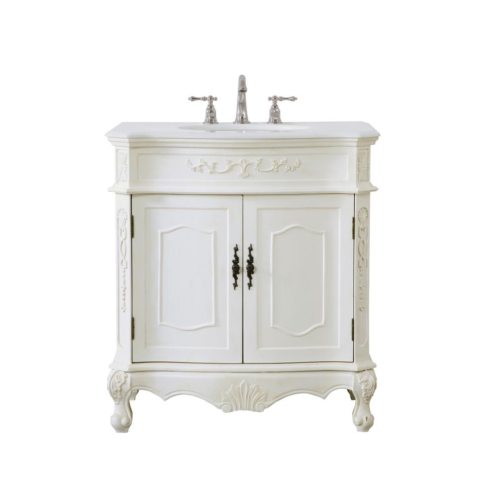 32 inch Single Bathroom vanity in antique white. Picture 1