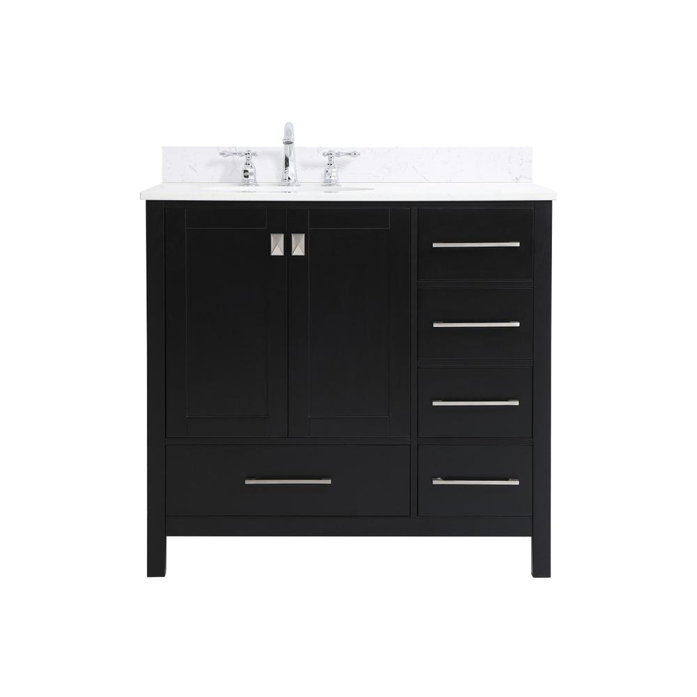 36 inch Single Bathroom Vanity in Black with Backsplash. Picture 1