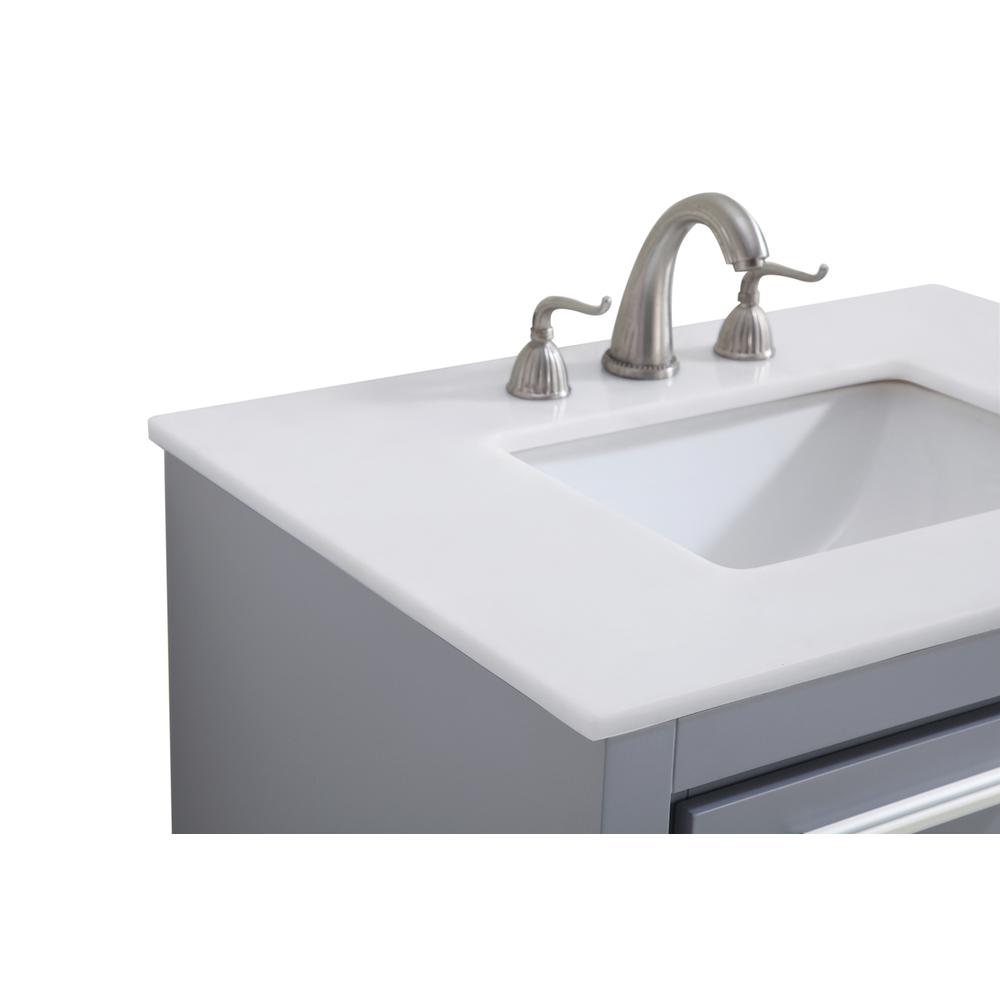 30 inch Single Bathroom vanity in Grey with ivory white engineered marble. Picture 7