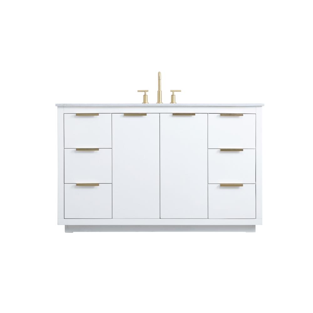 54 Inch SIngle Bathroom Vanity In White. Picture 1