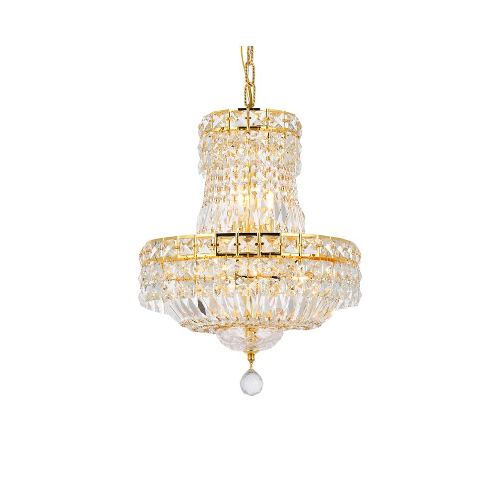 Tranquil 6 light Gold Pendant Clear Royal Cut Crystal. Picture 2