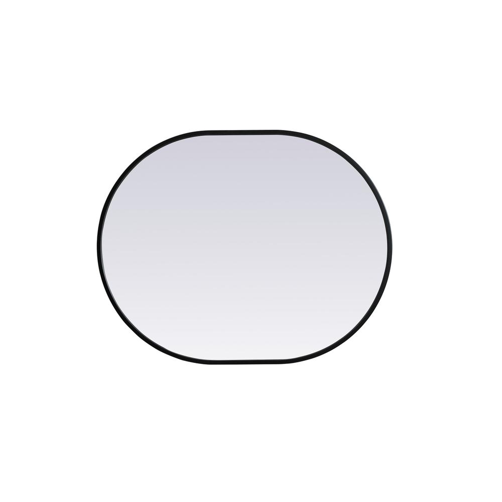Metal Frame Oval Mirror 24x30 Inch in Black. Picture 8