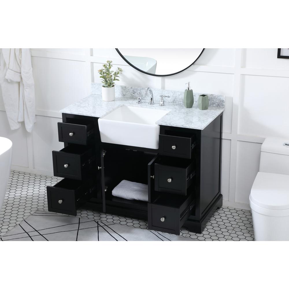 48 inch Single bathroom vanity in black with backsplash. Picture 3