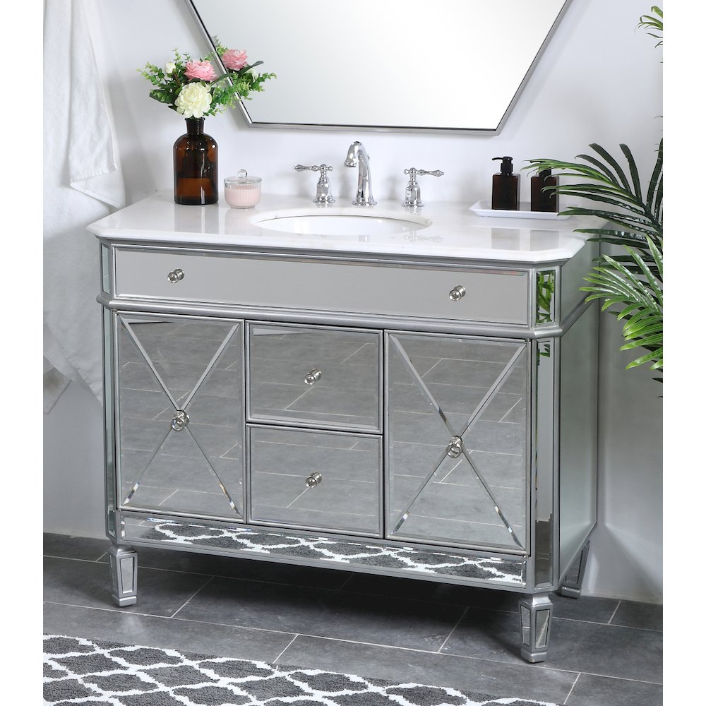 42 In. Single Bathroom Vanity Set In  Antique Silver. Picture 4