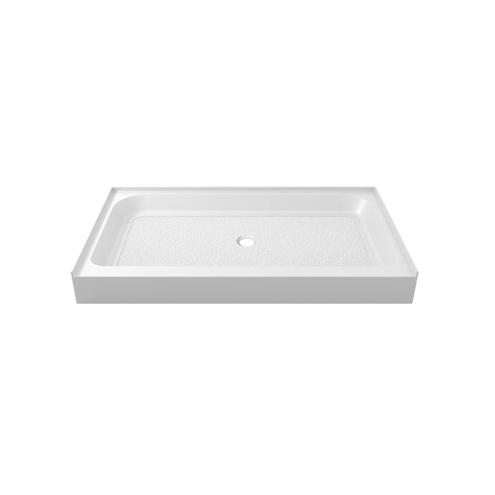 48x36 inch Single threshold shower tray center drain in glossy white. Picture 6