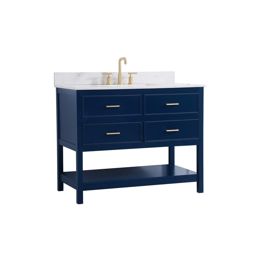 42 inch Single bathroom vanity in blue with backsplash. Picture 7