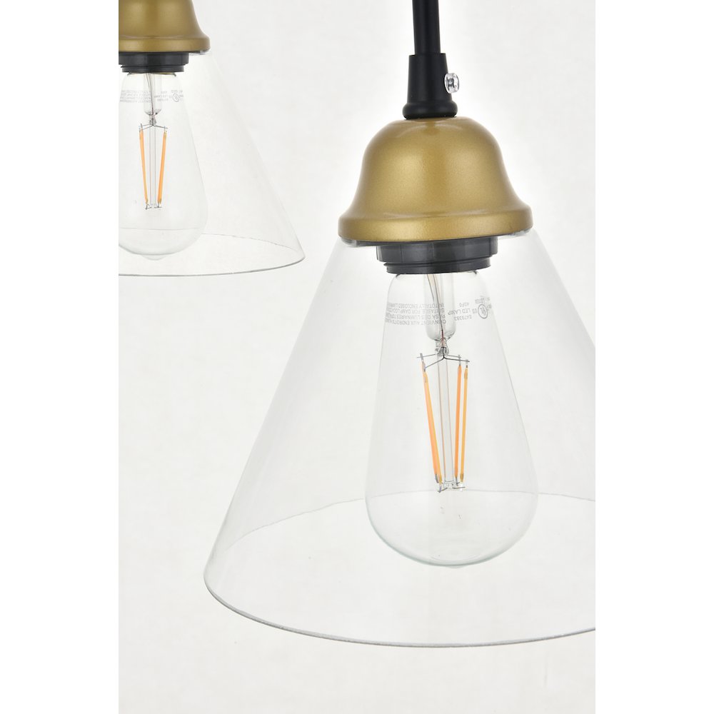Histoire 3 Light Brass And Black Pendant. Picture 11