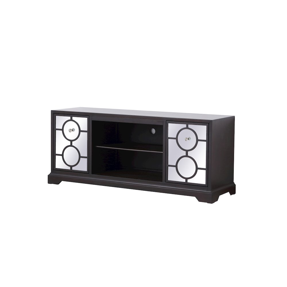 60 In. Mirrored Tv Cabinet Stand In Dark Walnut. Picture 6