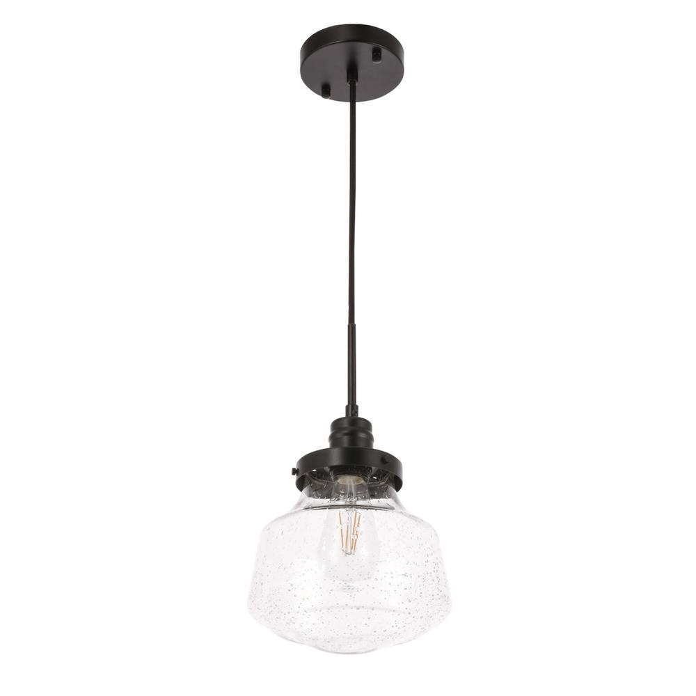 Lyle 1 light Black and Clear seeded glass pendant. Picture 6