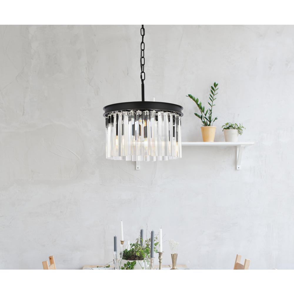 Sydney 3 light Matte Black Pendant Clear Royal Cut Crystal. Picture 8