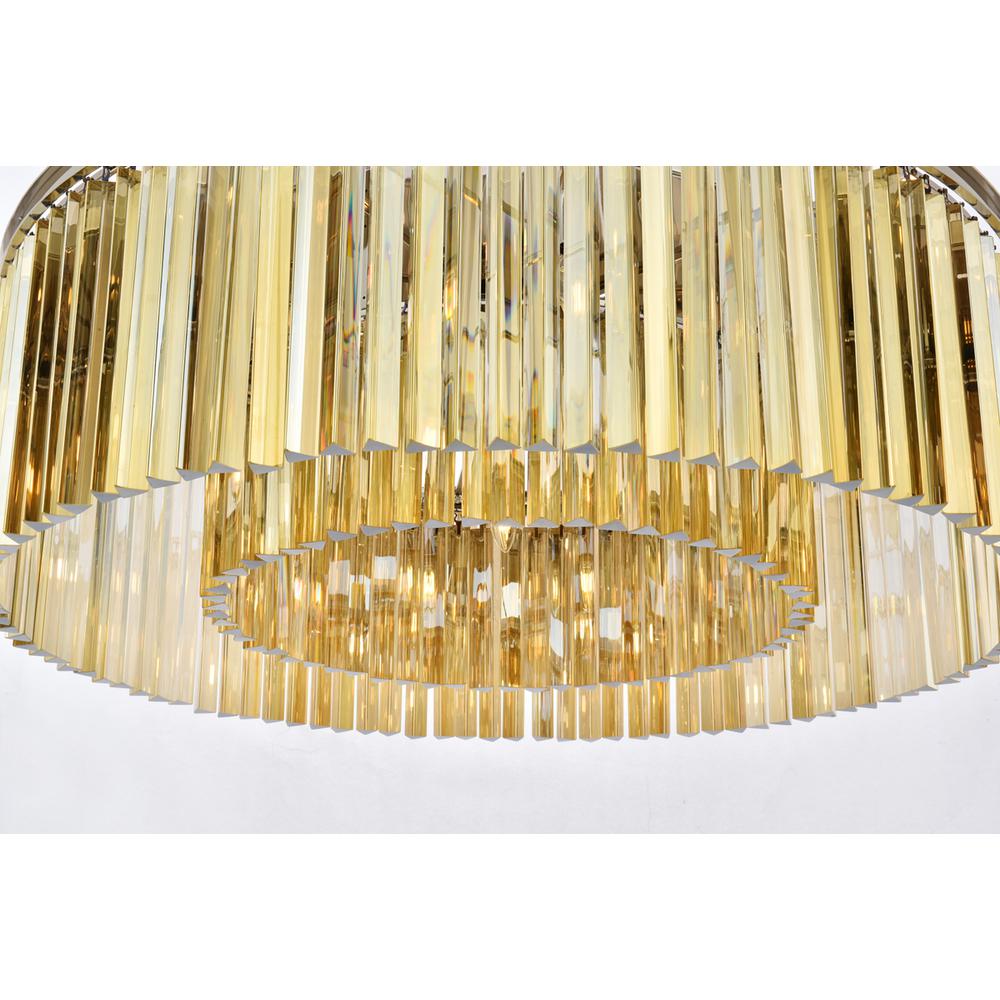 Sydney 10 light polished nickel Flush Mount Golden Teak. Picture 4