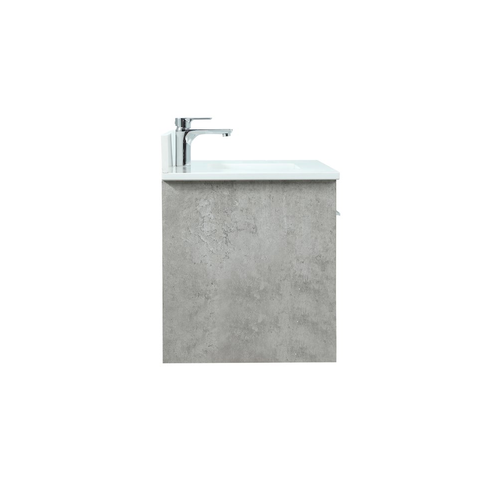 36 Inch Single Bathroom Vanity In Concrete Grey With Backsplash. Picture 15