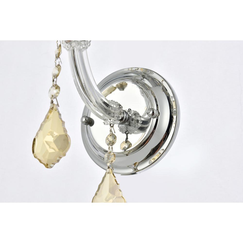 Maria Theresa 5 light Chrome Wall Sconce Golden Teak (Smoky) Royal Cut Crystal. Picture 4