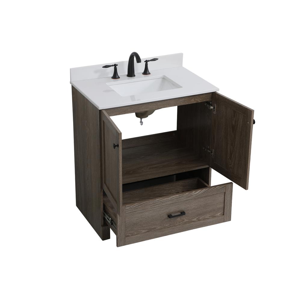 30 inch Single Bathroom Vanity in Weathered oak with Backsplash. Picture 9