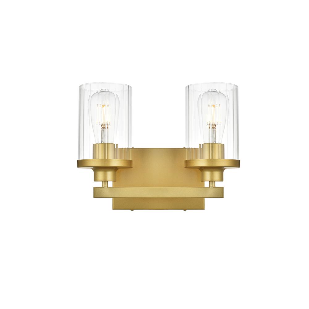 Saanvi 2 light Brass and Clear Bath Sconce. Picture 1
