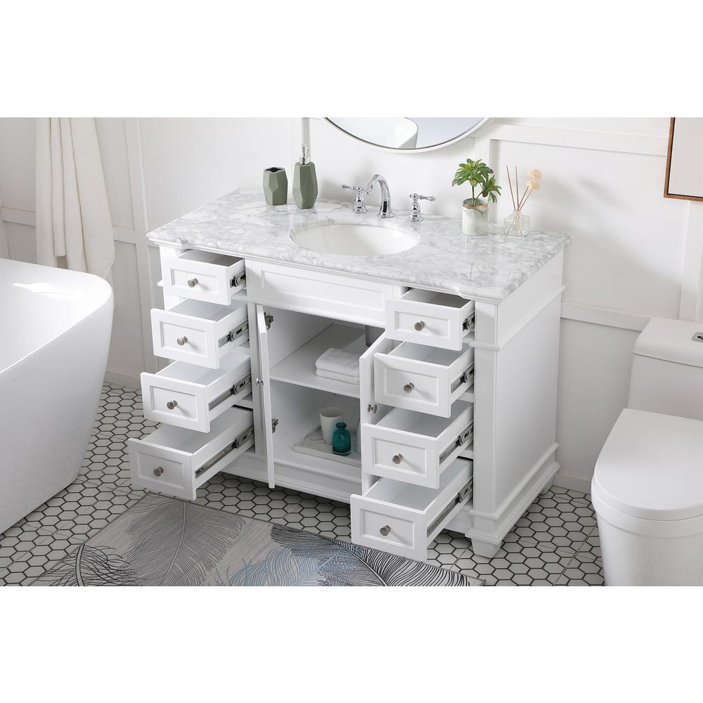 48 inch Single Bathroom Vanity set in White. Picture 3