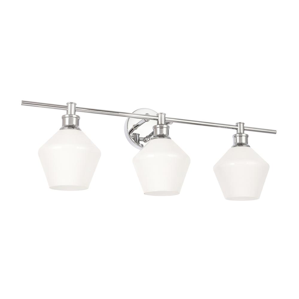Gene 3 light Chrome and Frosted white glass Wall sconce. Picture 12