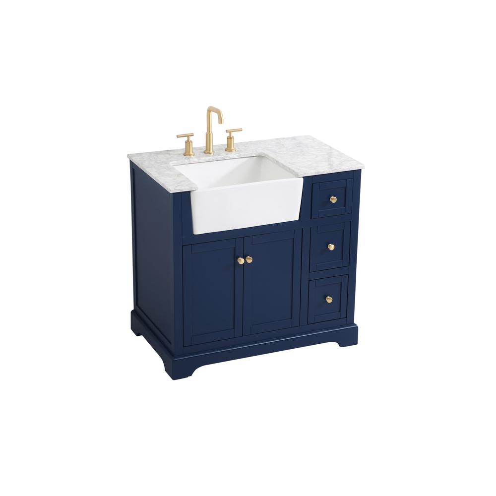 36 inch Single bathroom vanity in blue. Picture 8