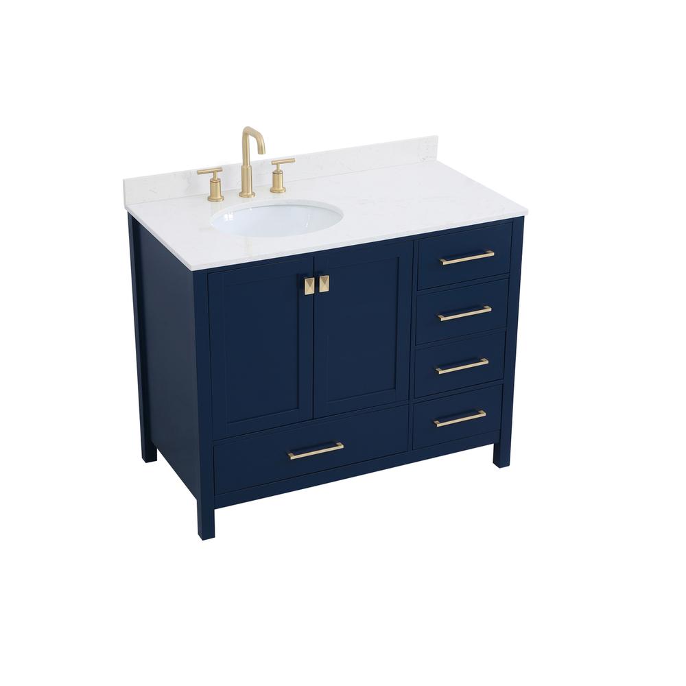 42 inch Single Bathroom Vanity in Blue with Backsplash. Picture 8