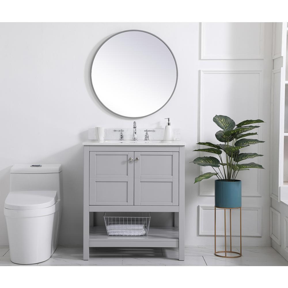 30 inch Single Bathroom Vanity in Gray with Backsplash. Picture 4