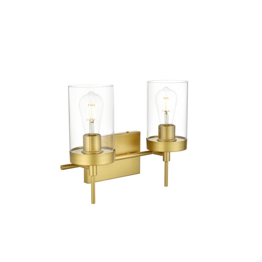 Benny 2 light Brass and Clear Bath Sconce. Picture 3