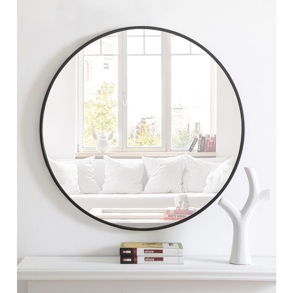 Metal frame Round Mirror 32 inch Black finish. Picture 9