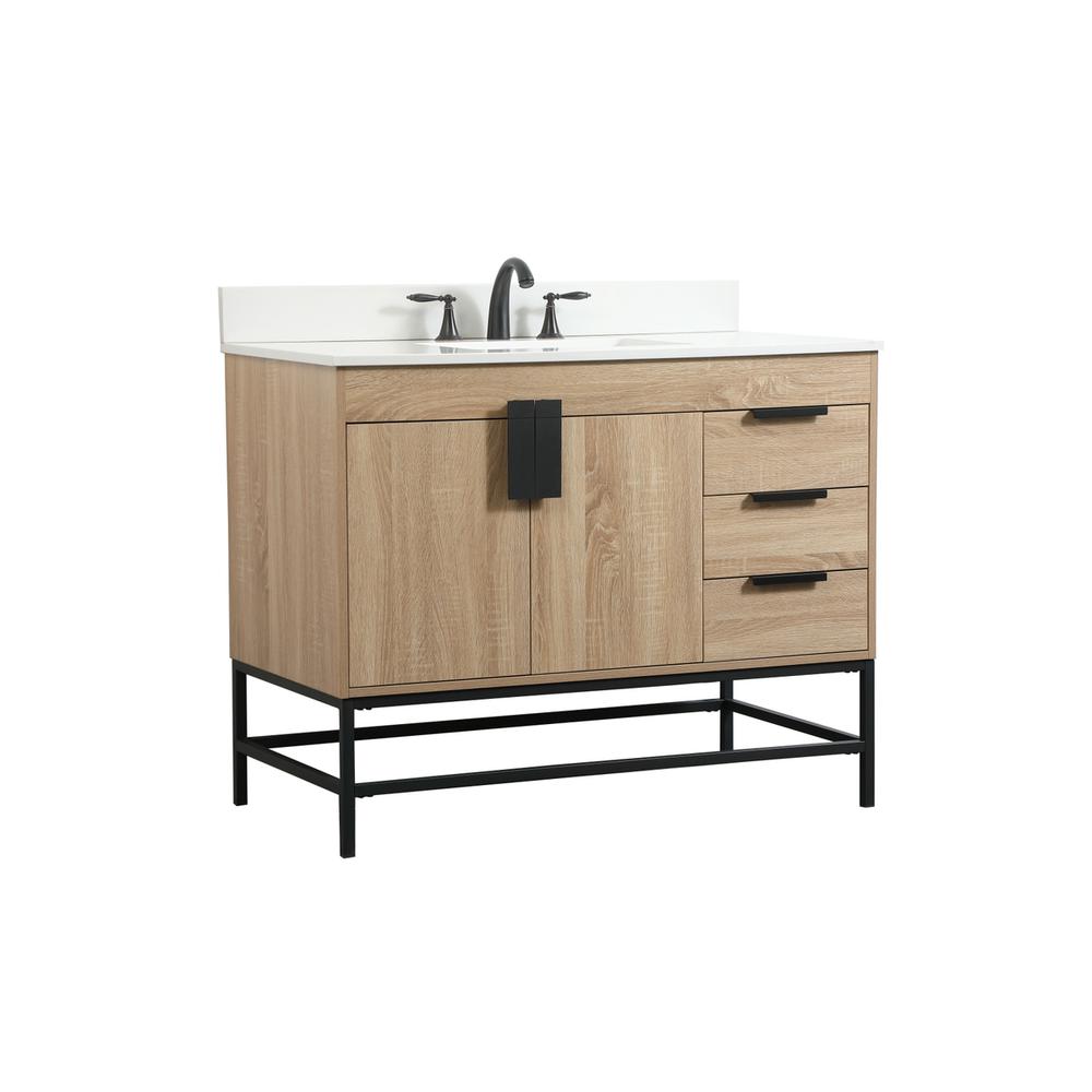 42 inch Single bathroom vanity in mango wood with backsplash. Picture 7