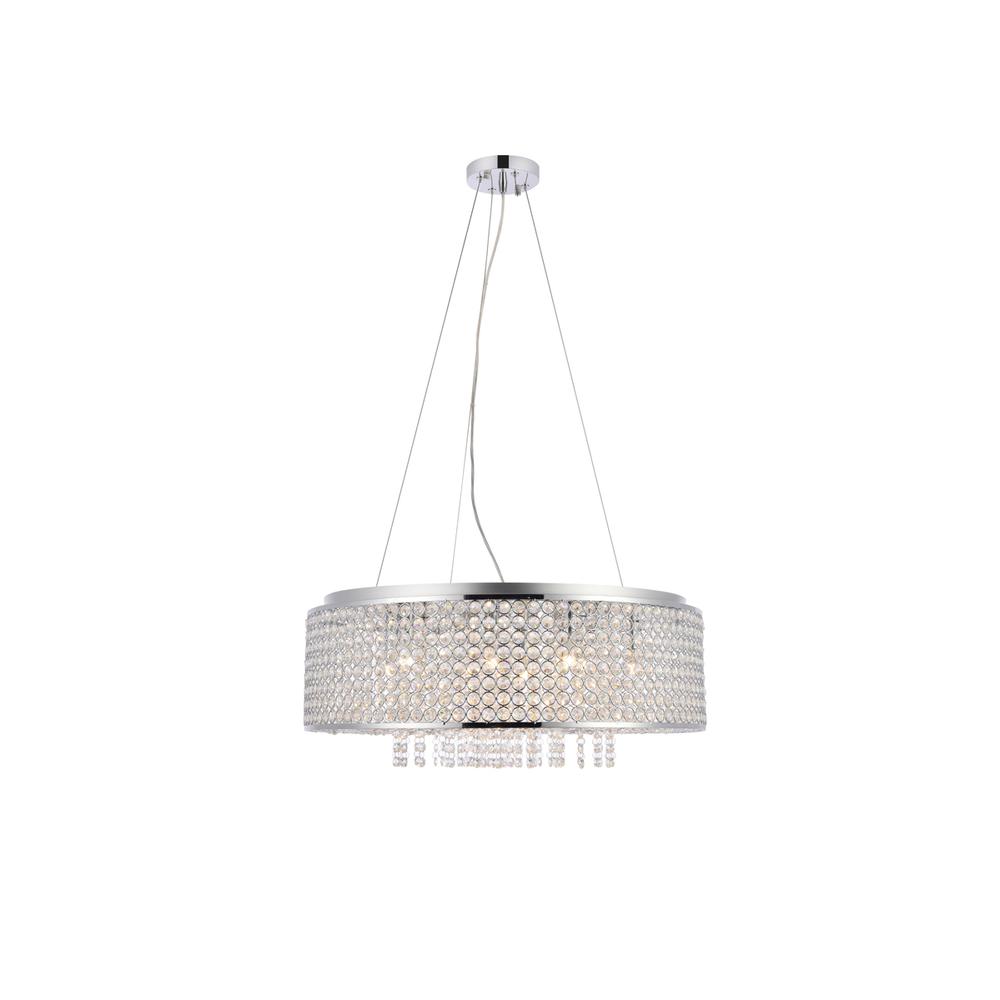 Amelie 10 light Chrome Pendant Clear Royal Cut Crystal. Picture 1