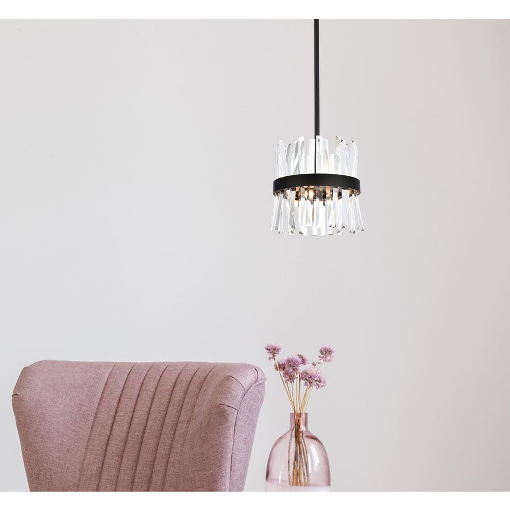 Serephina 12 inch crystal round pendant light in black. Picture 7