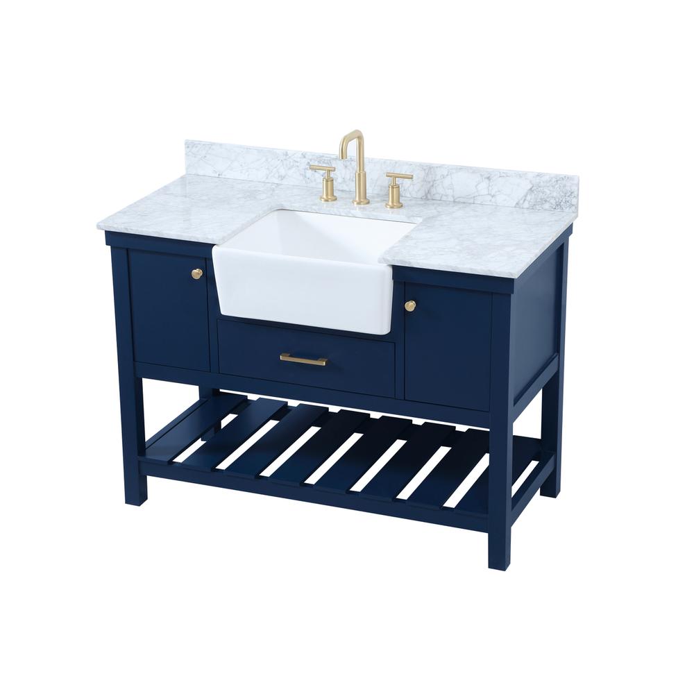 48 inch Single bathroom vanity in blue with backsplash. Picture 8