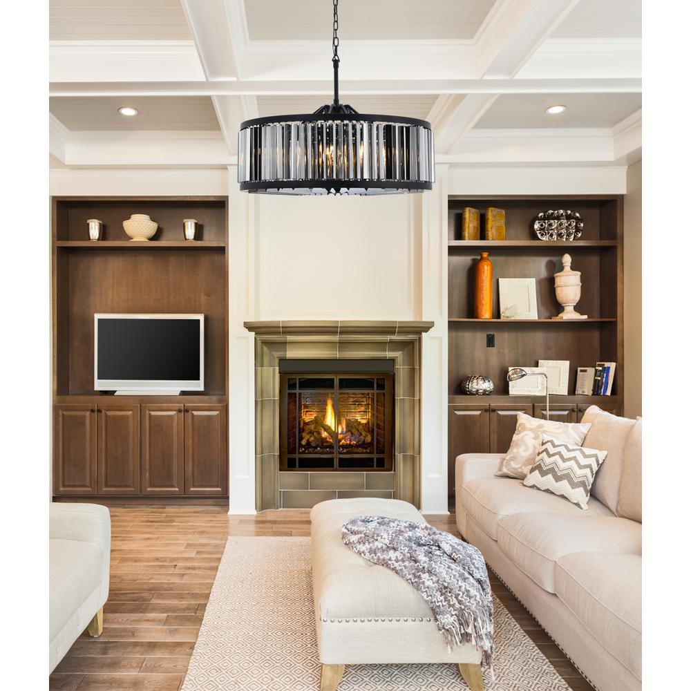 Chelsea 10 light Matte Black Chandelier Silver Shade (Grey) Royal Cut Crystal. Picture 8