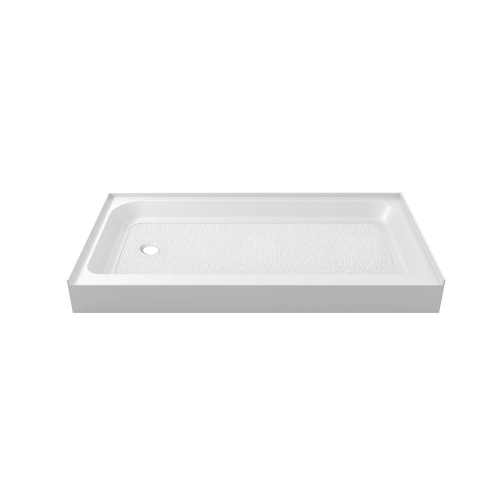 60x36 inch Single threshold shower tray left drain in glossy white. Picture 7