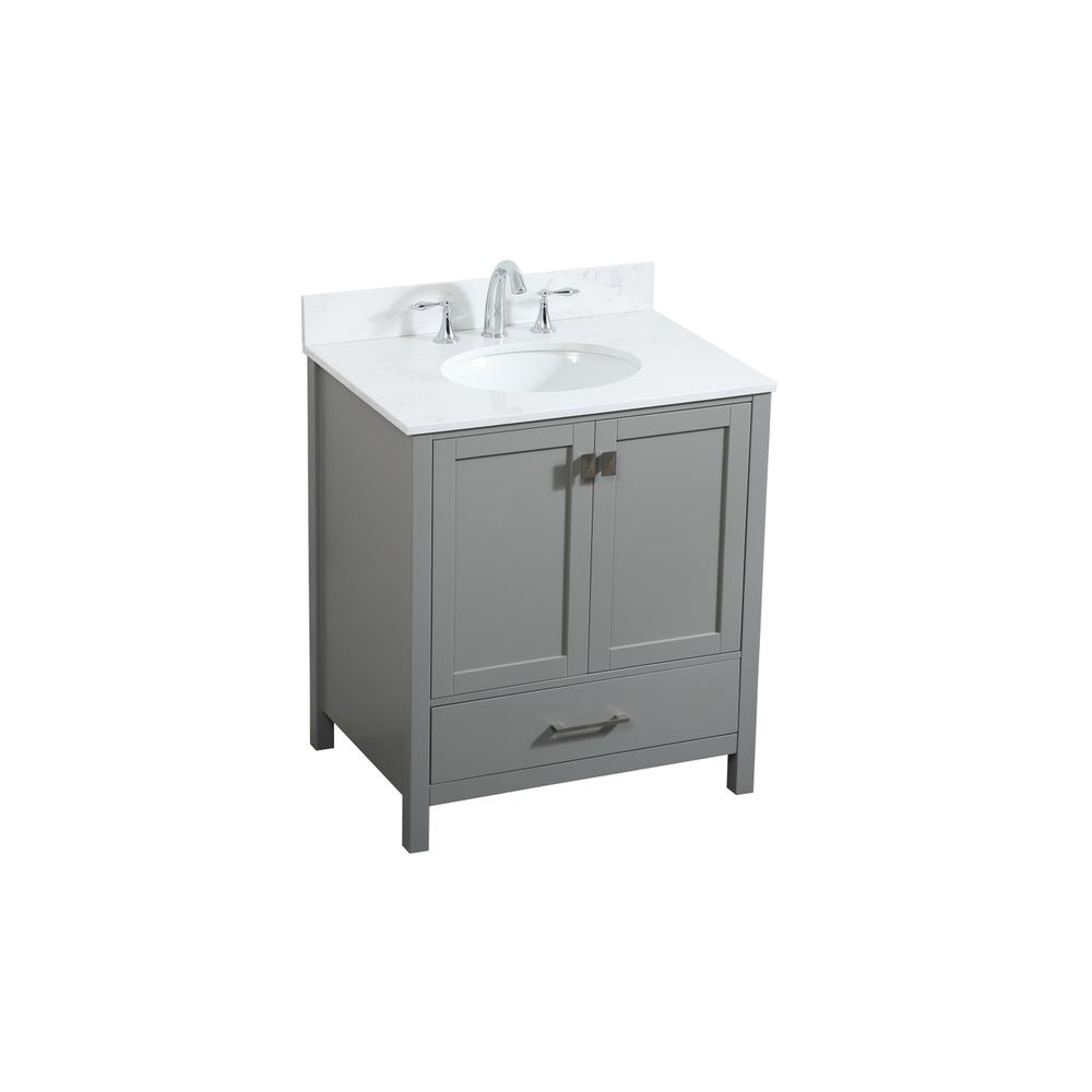 30 inch Single bathroom vanity in grey with backsplash. Picture 8