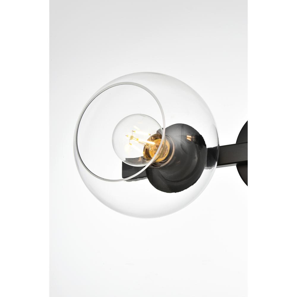 Rogelio 2 light Black and Clear Bath Sconce. Picture 3