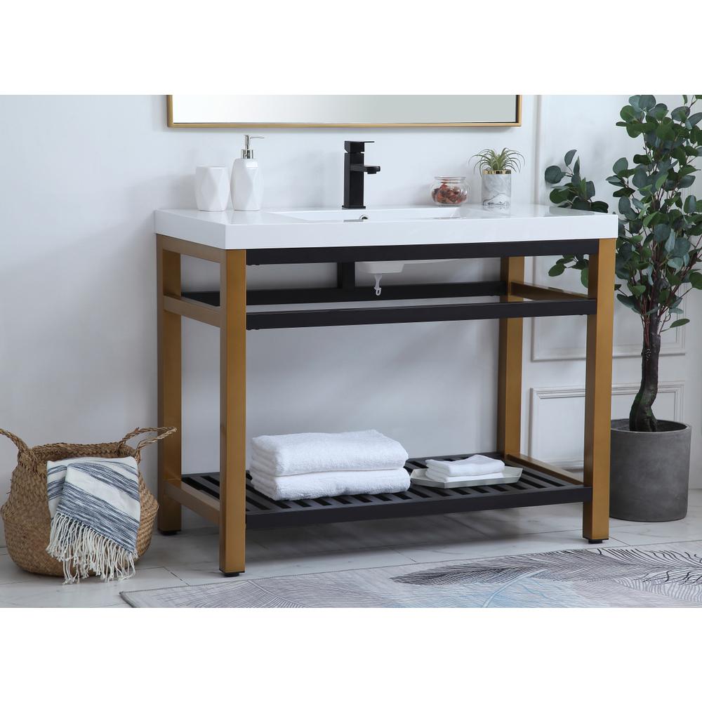 42 inch Single Bathroom Metal Vanity in Golden Black. Picture 2