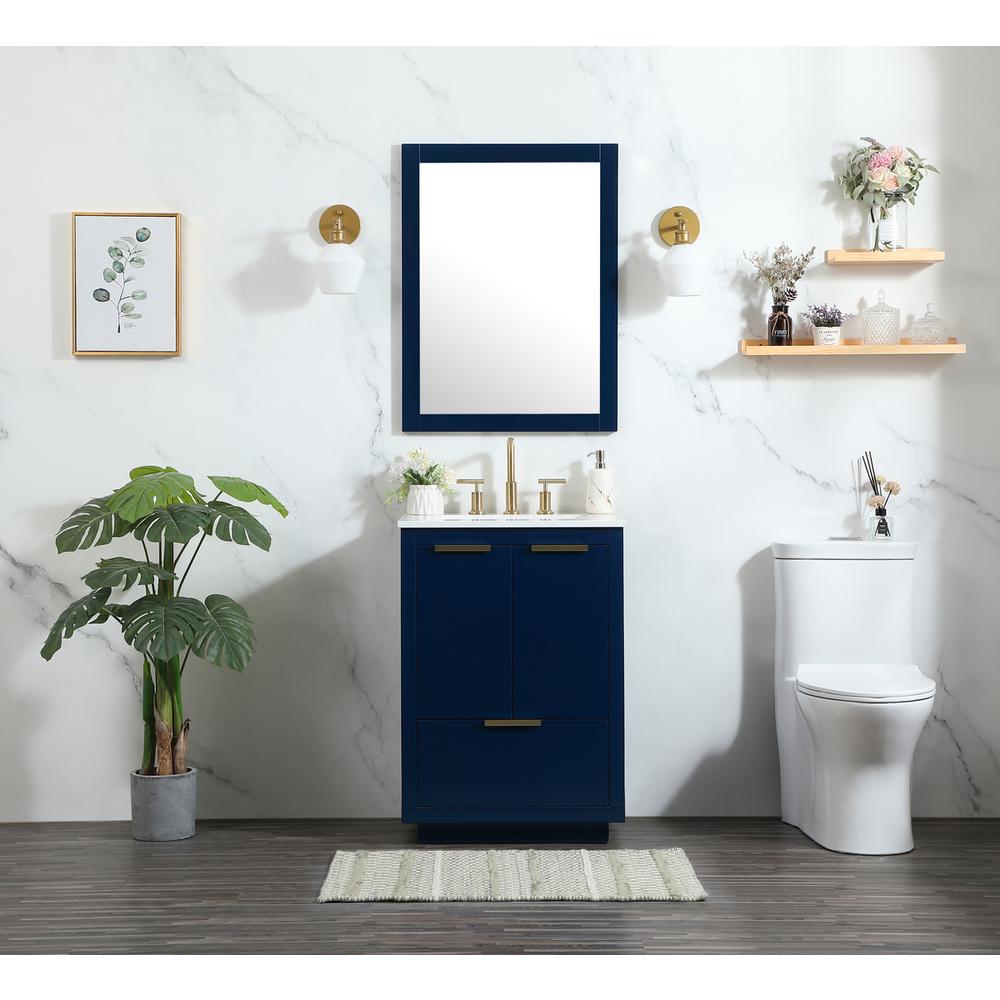24 inch Single bathroom vanity in blue. Picture 4