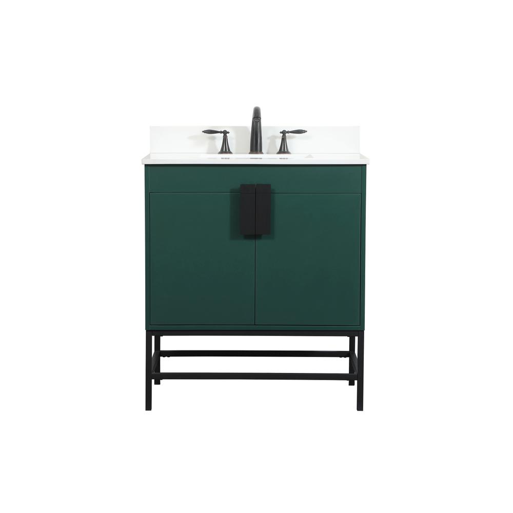 30 inch Single bathroom vanity in green with backsplash. Picture 1