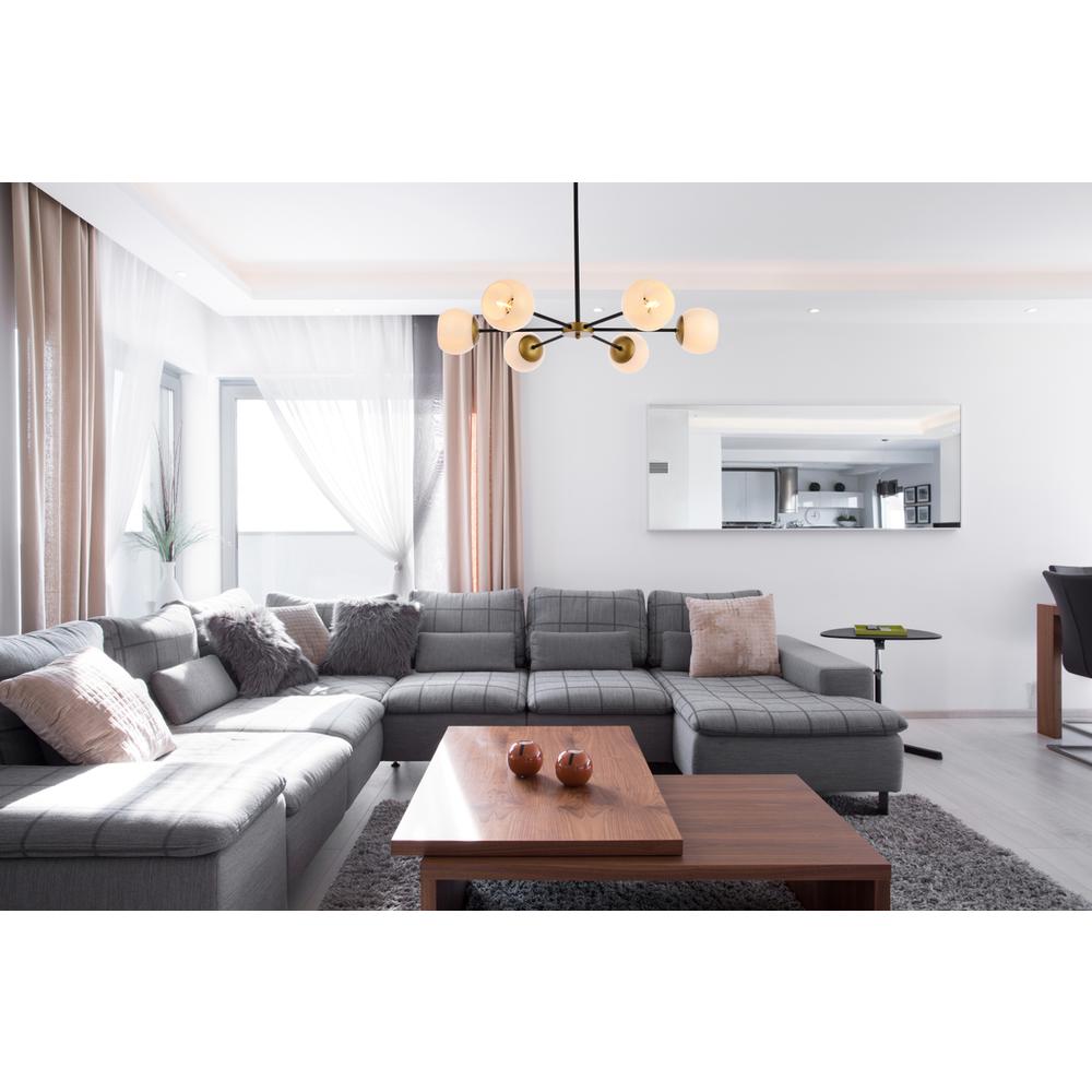 Briggs 36 inch pendant in black and brass with white shade. Picture 7
