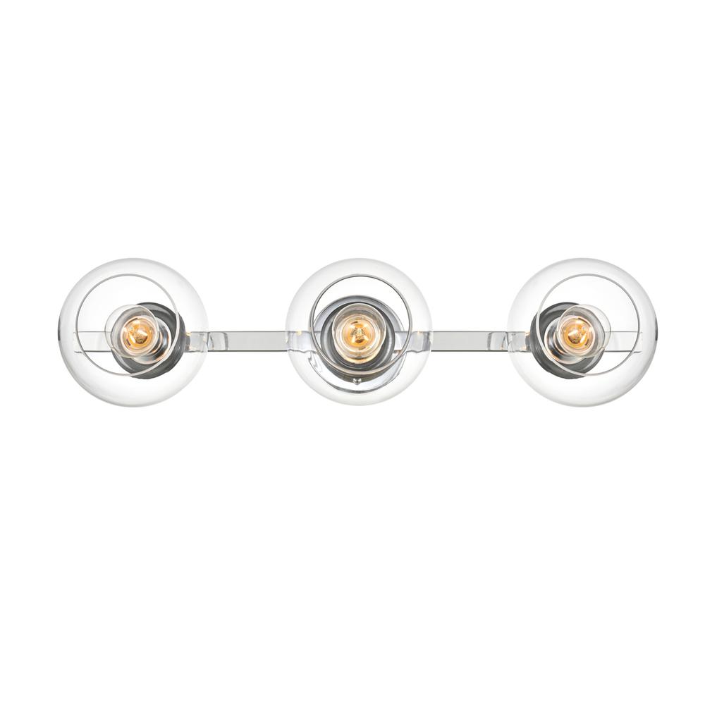 Rogelio 3 light Chrome and Clear Bath Sconce. Picture 1