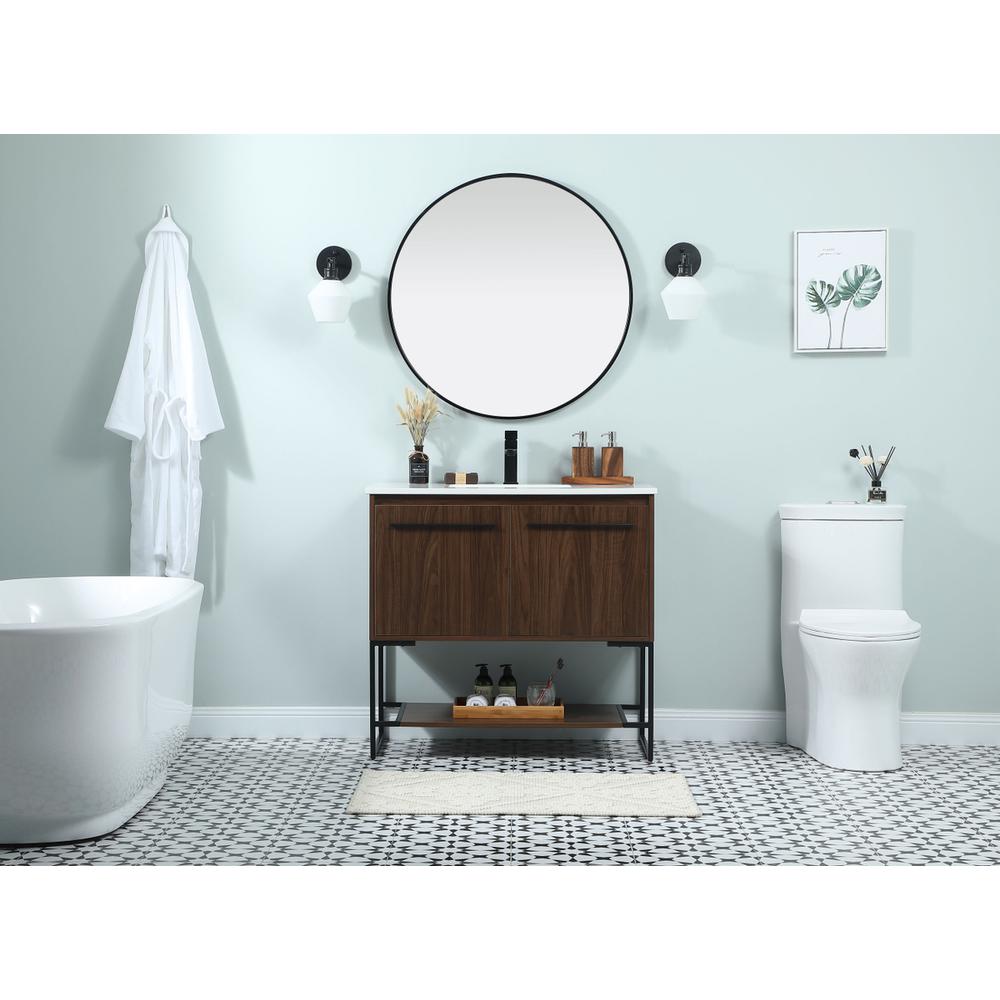 36 inch Single bathroom vanity in walnut. Picture 4