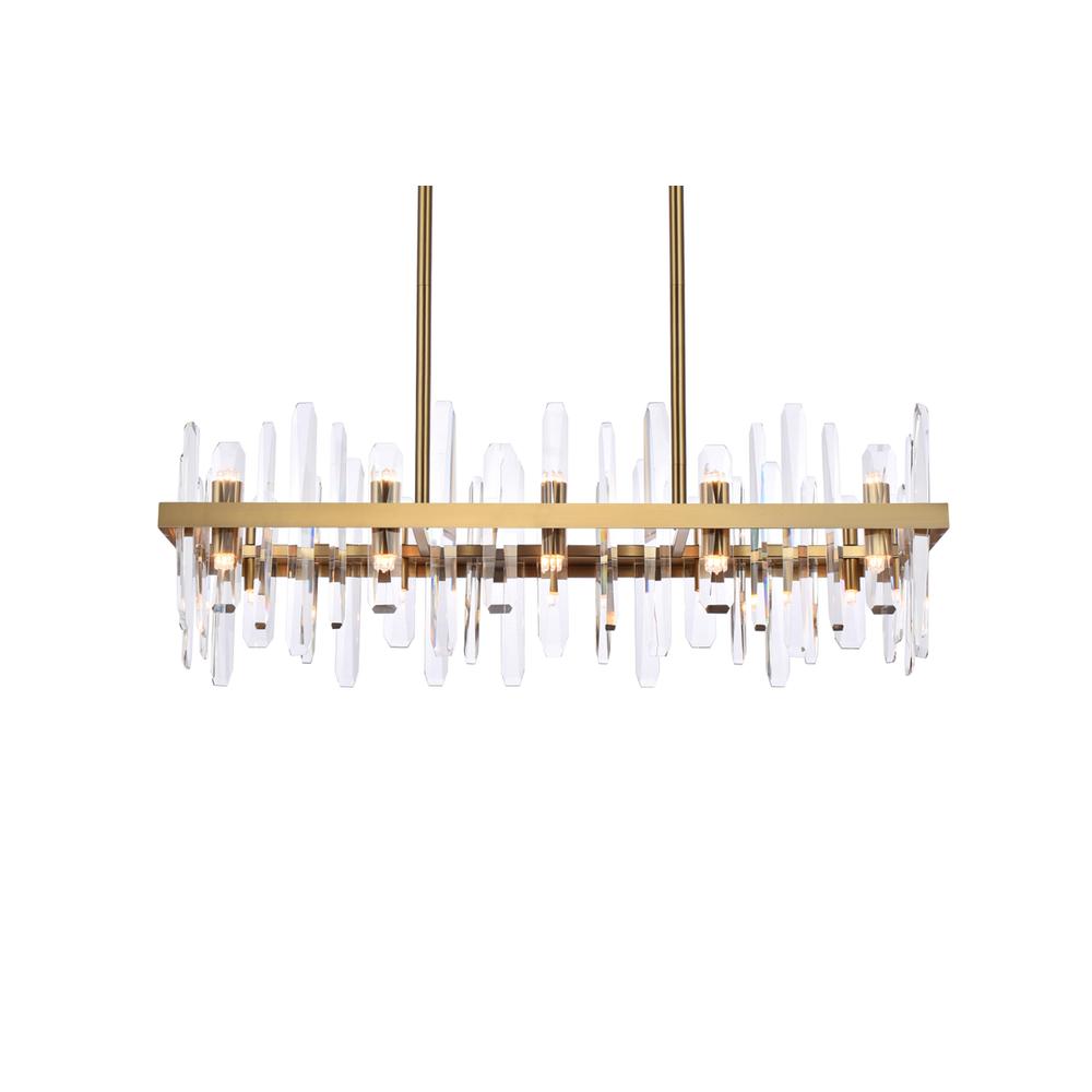 Serena 36 inch crystal rectangle chandelier in satin gold. Picture 2