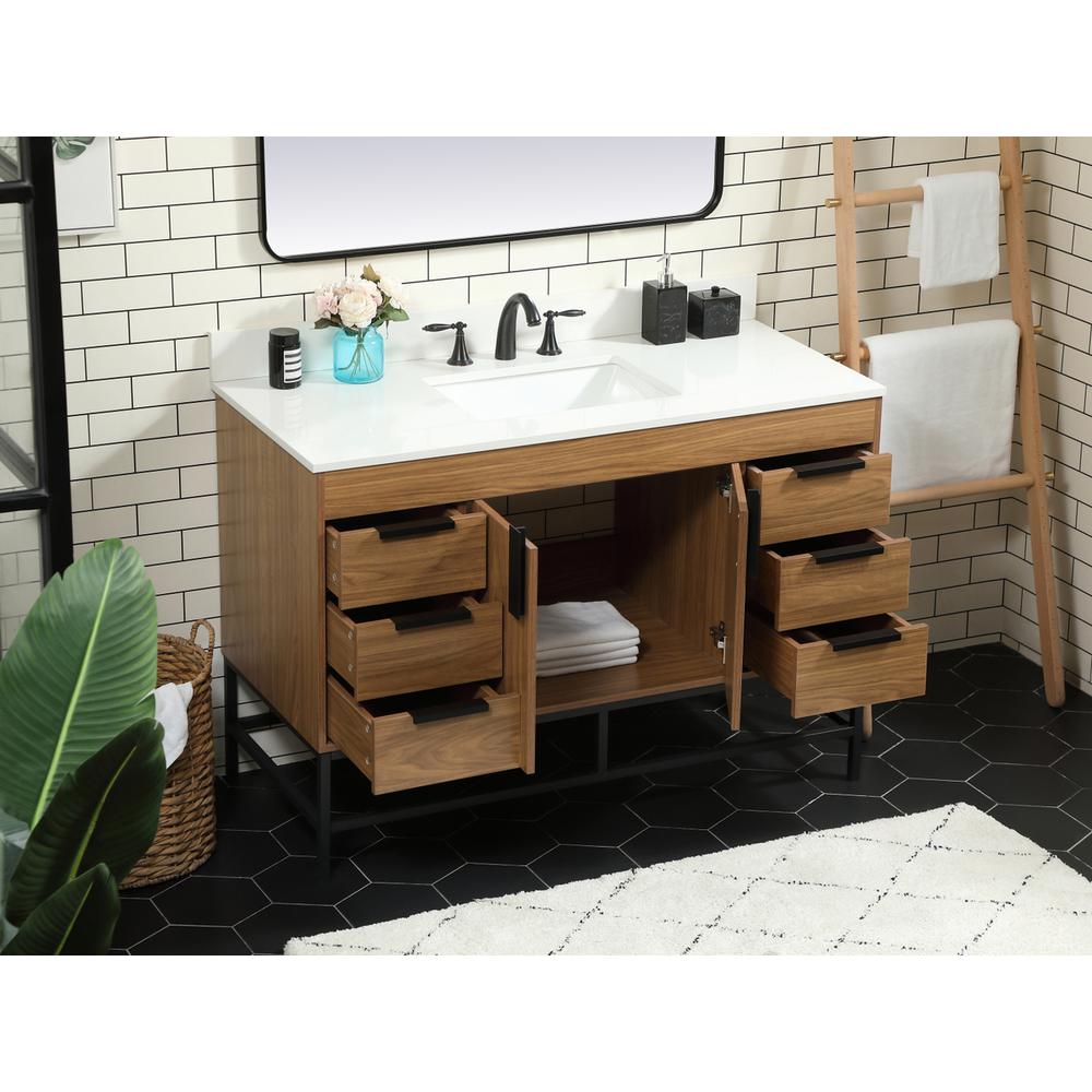 48 inch Single bathroom vanity in walnut brown with backsplash. Picture 3