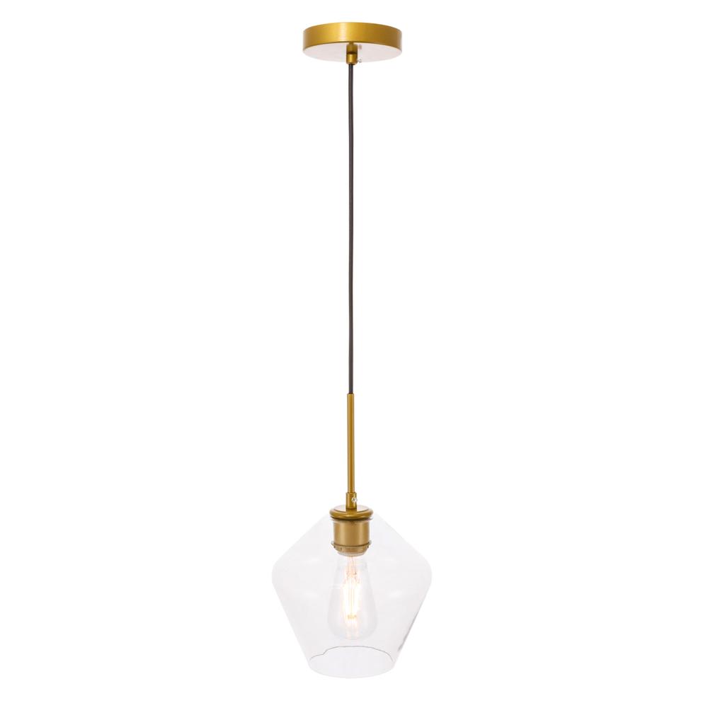 Gene 1 light Brass and Clear glass pendant. Picture 3