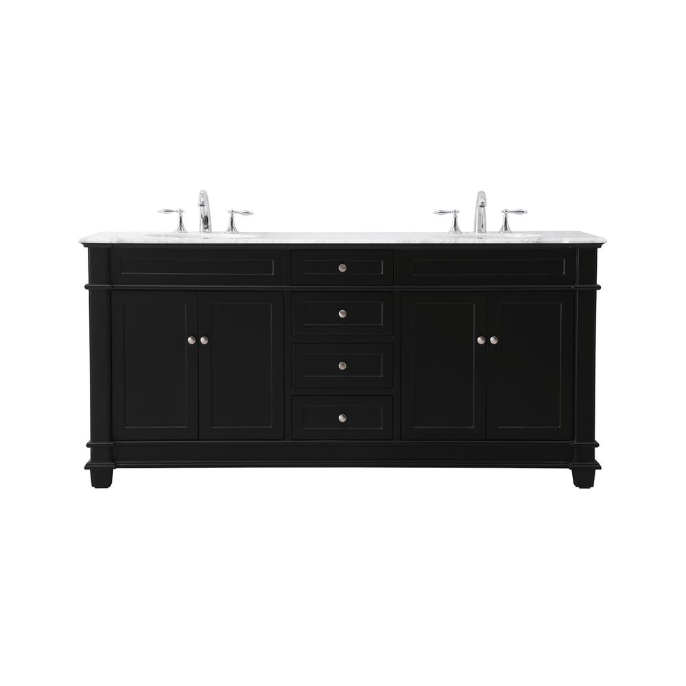 72 inch double bathroom vanity set in black. Picture 1