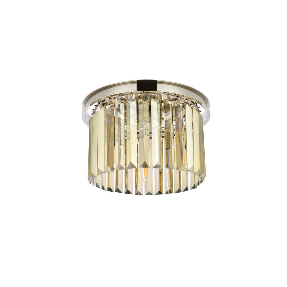 Sydney 3 light polished nickel Flush Mount Golden Teak (Smoky) Royal Cut Crystal. Picture 6