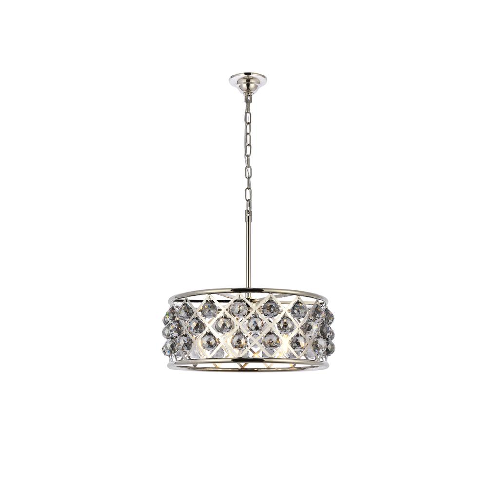Madison 5 light polished Nickel Chandelier Silver Shade (Grey) Royal Cut Crystal. Picture 1
