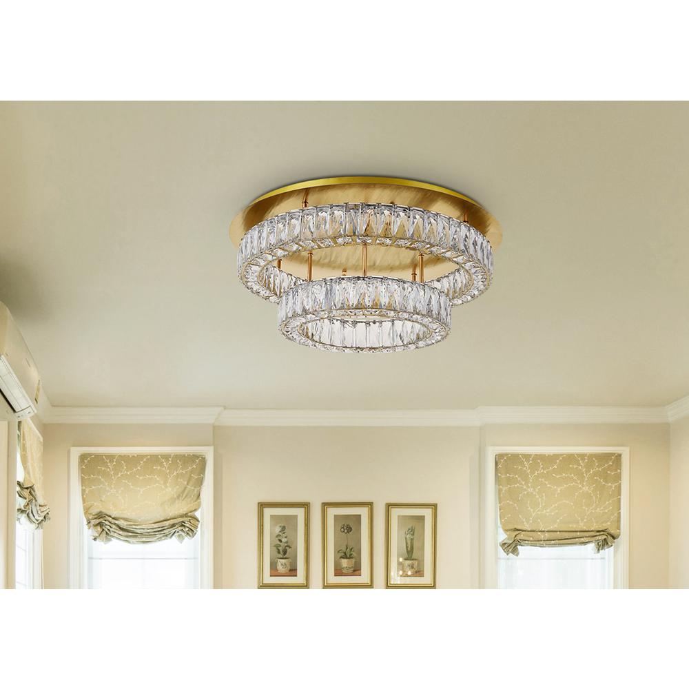 Monroe LED light gold Flush Mount Clear Royal Cut Crystal. Picture 7
